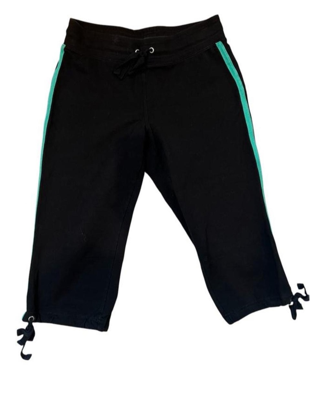 Style & Co. Black Capri Sweatpants with Teal Side Stripe